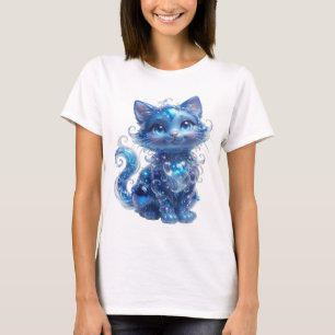 Cool Blue BLUE GLITTER CAT Wearable Art T-Shirt