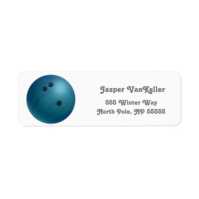 Cool Blue Bowling Ball Return Address Labels (Front)