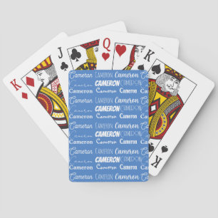 Cool Blue Boys Name Font Collage Custom Teen Playing Cards