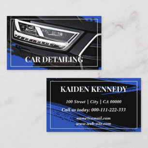 Cool Blue Car Service Detailing Photo Template Business Card