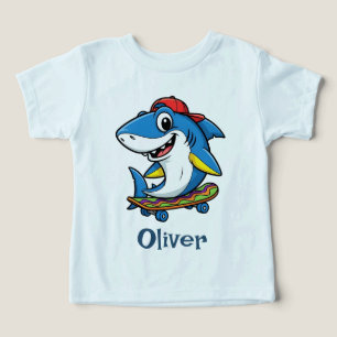 Cool Blue Cartoon Shark on Skateboard