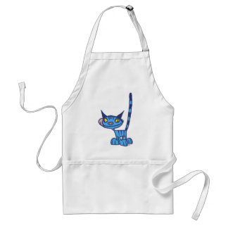 Cool Blue Cat cartoon cooking apron