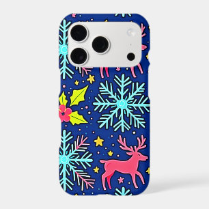Cool Blue Christmas Reindeer Pattern Design