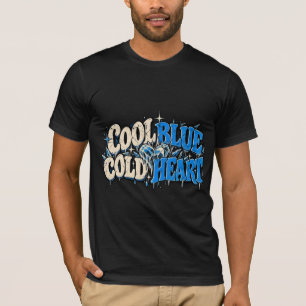 Cool Blue Cold Heart Retro Ice Design T-Shirt