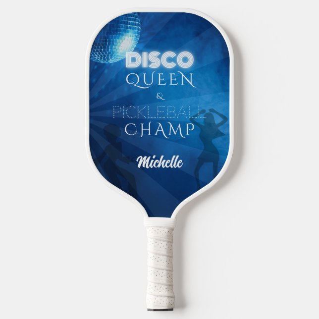 Cool Blue Disco Queen Pickleball Champ Paddle (Front)