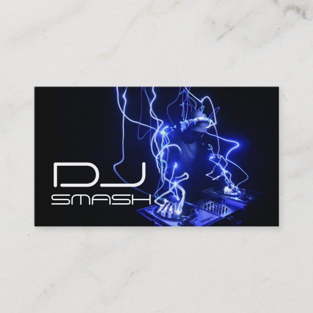 Cool Blue DJ Music Business Card (Front)