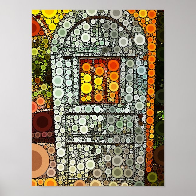 Cool Blue Door Southwestern Courtyard Wooden Door Poster (Front)