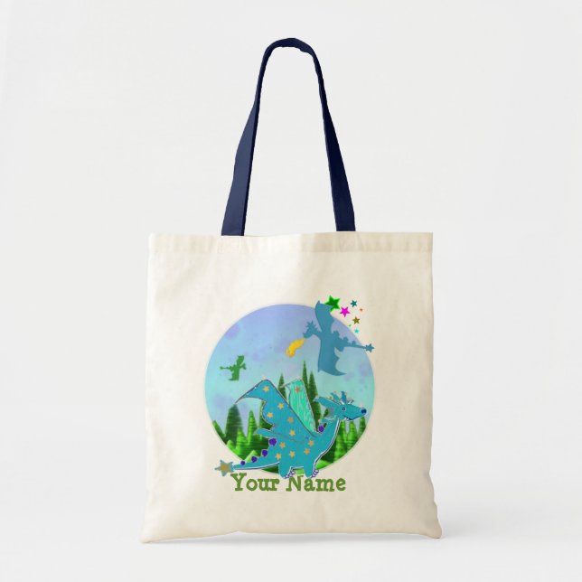 Cool Blue Dragon Tote Bag (Front)