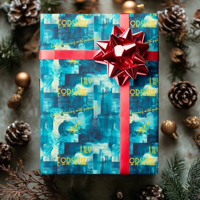 Cool Blue Elegance: Customisable Abstract Gift Wra Wrapping Paper (Creator Uploaded)