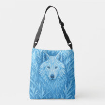 Cool Blue Geometric Wolf Low Poly Abstract Art Cro