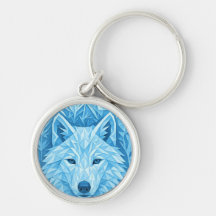 Cool Blue Geometric Wolf Low Poly Abstract Art