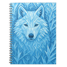 Cool Blue Geometric Wolf Low Poly Aesthetic School