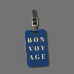 Cool Blue Golden Yellow Bold Bon Voyage  Luggage Tag<br><div class="desc">Simple fully customisable luggage tag design with blue background,  golden bold fonts. Perfect gift idea.</div>