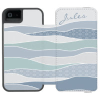 Cool Blue Green Curved Stripes Abstract Waves Name