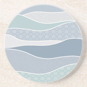 Cool Blue Green Curves Abstract Waves Coaster