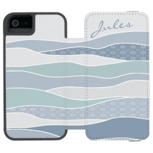 Cool Blue Green Curves Abstract Waves Name Incipio Watson™ iPhone 5 Wallet Case