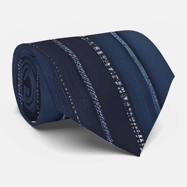 Cool Blue Jean Stripe Neck Tie (Rolled)