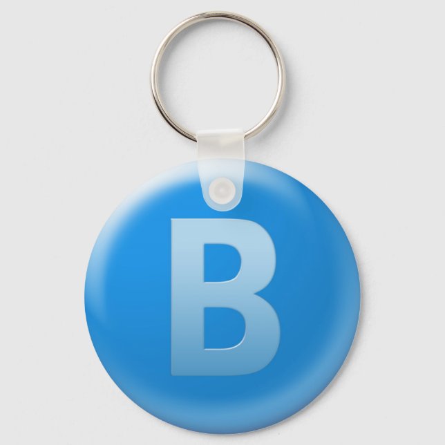 cool blue key chain, letter B Ring (Front)