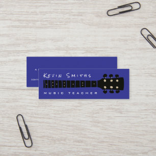 Cool Blue Modern Music Teacher Mini Business Card