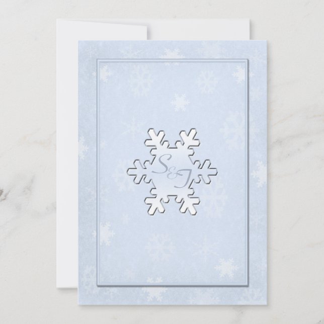 Cool Blue Monogrammed Winter Wedding Invitation (Front)