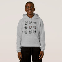 Cool Blue Monster Faces Pattern Boys Hoodie - Fun