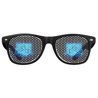 Cool Blue Neon Cat Art - Glowing Animal Design Retro Sunglasses