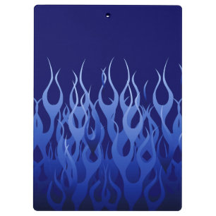 Cool Blue on Blue Racing Flames decorative Clipboard