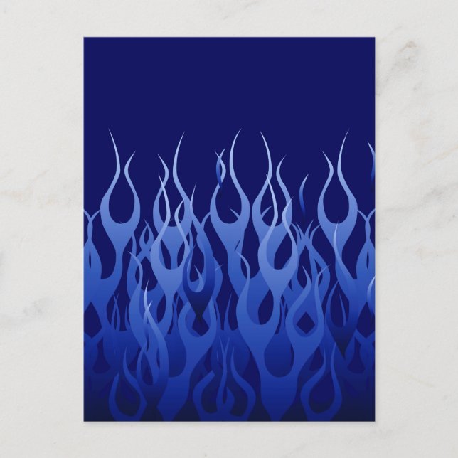 Cool Blue on Blue Racing Flames decorative Postcard (Front)