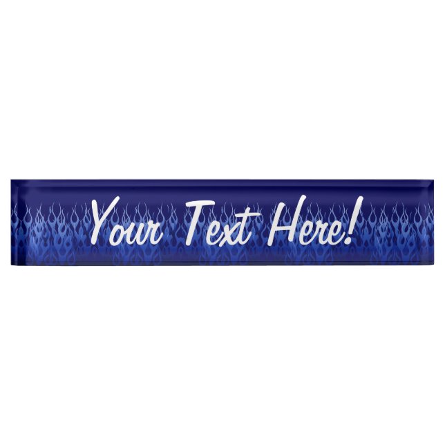 Cool Blue on Blue Racing Flames Nameplate (Front)