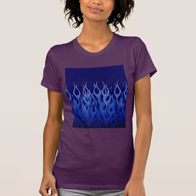 Cool Blue on Blue Racing Flames T-Shirt (Front)