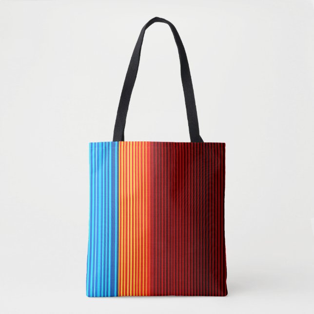 COOL Blue Orange Yellow Red Black Stripes Tote Bag (Front)