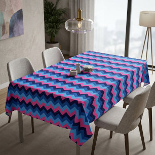 Cool Blue Pink Chevron Pattern Large Tablecloth