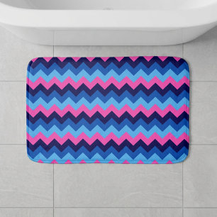 Cool Blue Pink Chevron Pattern Small Bath Mat
