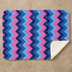 Cool Blue Pink Chevrons Small Sherpa Blanket