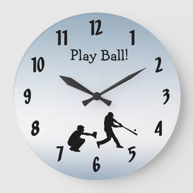 Cool Blue Play Ball Baseball Sports Clock (Front)