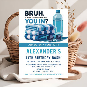 Cool Blue Pool Bash Boy Birthday  Invitation
