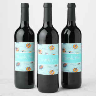 Cool Blue pool party Summer vibe Wine Label