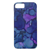 Cool Blue & Purple Watercolor Ink Splash Pattern