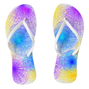 Cool Blue Purple Yellow Spirals Jandals