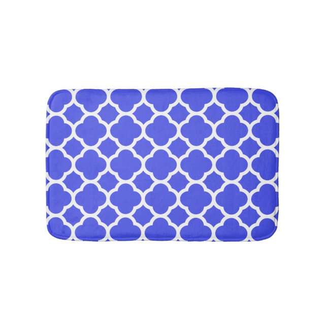 Cool Blue Quatrefoil pattern Bath Mat (Front)