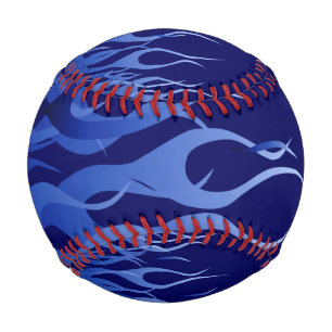 Cool Blue Racing Flames on carbon Fibre Print Baseball