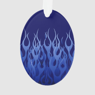 Cool Blue Racing Flames Ornament