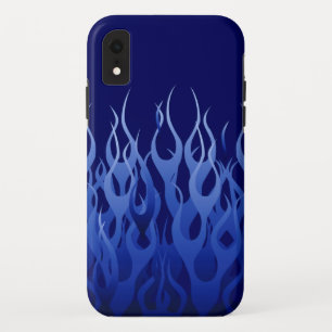 Cool Blue Racing Flames Pin Stripes iPhone XR Case