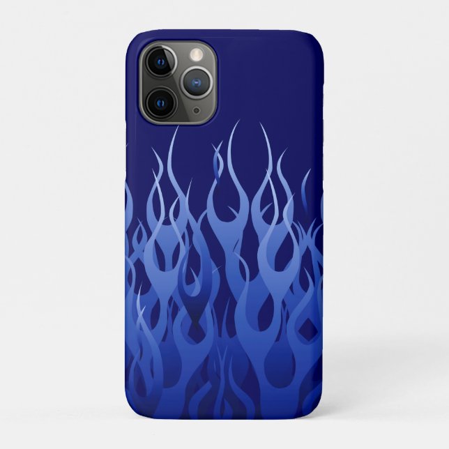 Cool Blue Racing Flames Pin Stripes Case-Mate iPhone Case (Back)