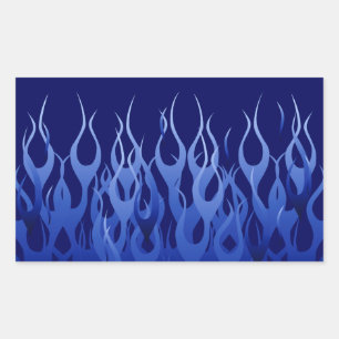 Cool Blue Racing Flames Rectangular Sticker