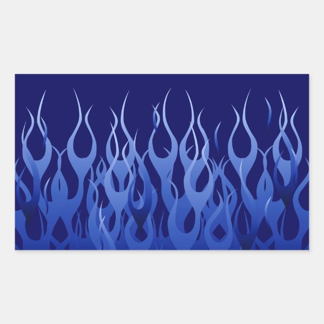 Cool Blue Racing Flames Rectangular Sticker (Front)