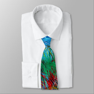 Cool Blue Red Yellow Green Abstract Dream Painting Tie