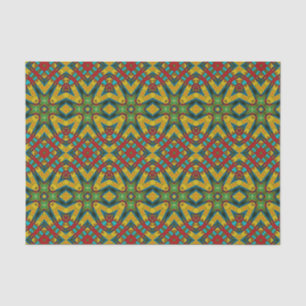 Cool Blue Red Yellow Retro Geometric Ethnic Tribal Tissue Paper