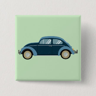 cool blue retro car with scuffs 15 cm square badge