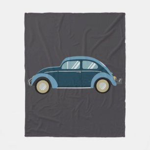 cool blue retro car with scuffs fleece blanket
